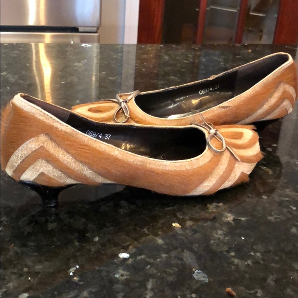 George Miu cow fur kitten heels